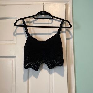 Cropped crochet top, adjustable straps